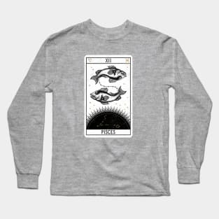 Pisces Distressed Goth Tarot Zodiac Sign Long Sleeve T-Shirt